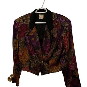 Mob Boss Wife Floral Tuxedo Cropped Jacket by Chocolates Size 13/14